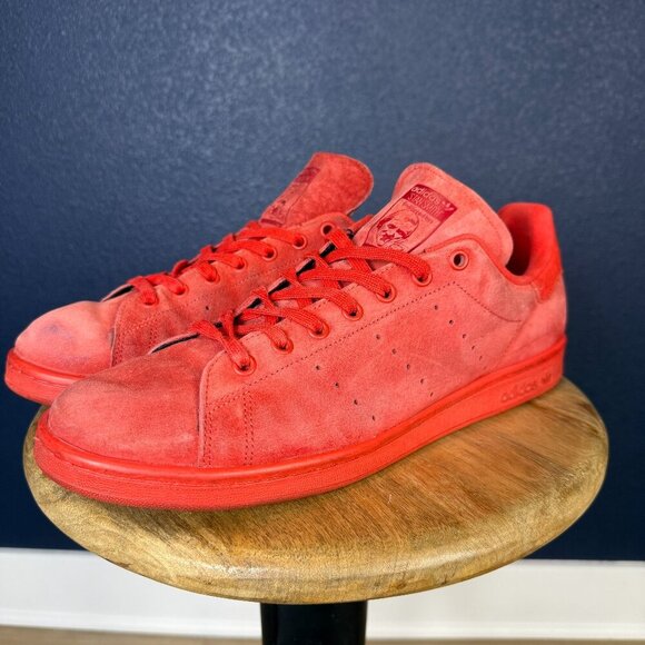 adidas Suede Stan Smith Sneaker, Red, Men's Size 13 - Picture 1 of 11